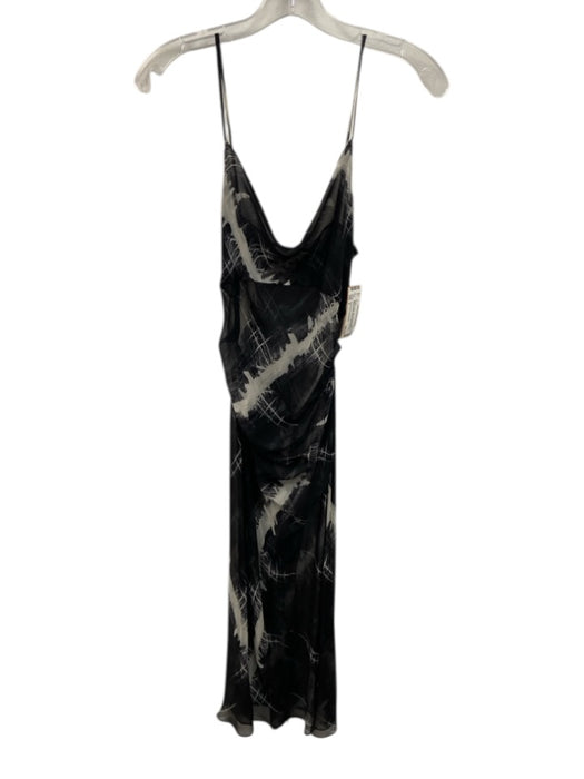 Diane Von Furstenberg Size 2 Black & White Silk Spaghetti Strap Sheer Dress Black & White / 2