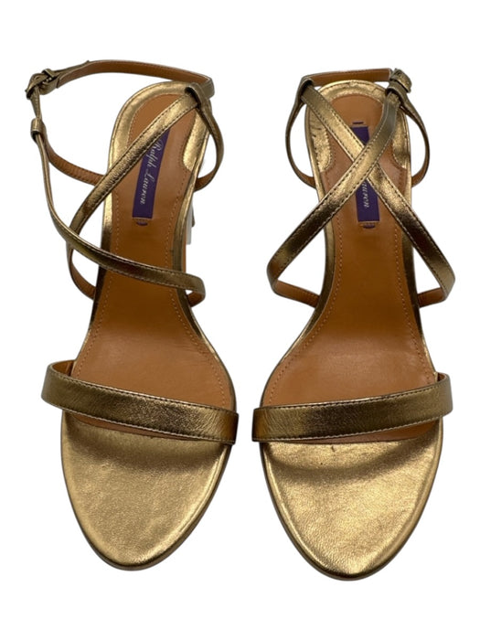 Ralph Lauren Shoe Size 39 Gold Bronze Leather Toe Strap Criss Cross Pumps Gold Bronze / 39