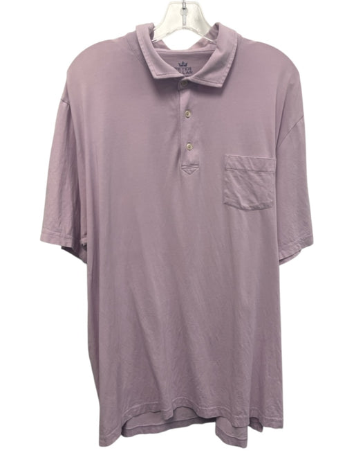 Peter Millar Size XXL Purple Cotton Solid Polo front pocket Men's Short Sleeve Purple / XXL