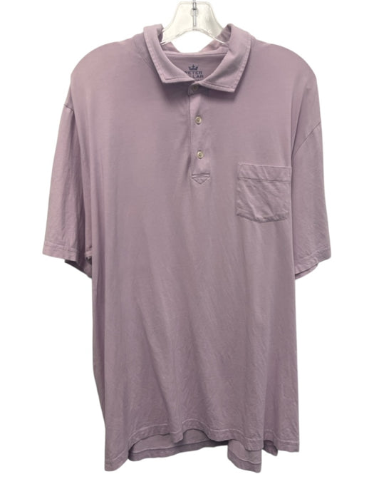 Peter Millar Size XXL Purple Cotton Solid Polo front pocket Men's Short Sleeve Purple / XXL
