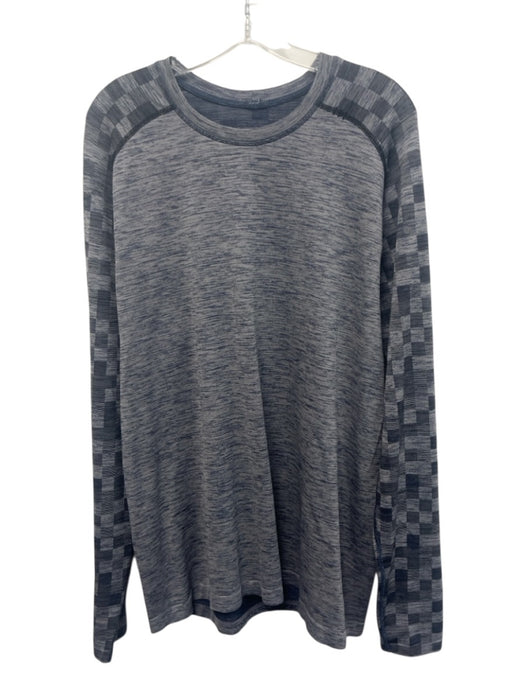 Lululemon Size Est L Blue Synthetic Heathered Checkered Men's Long Sleeve Shirt Blue / Est L