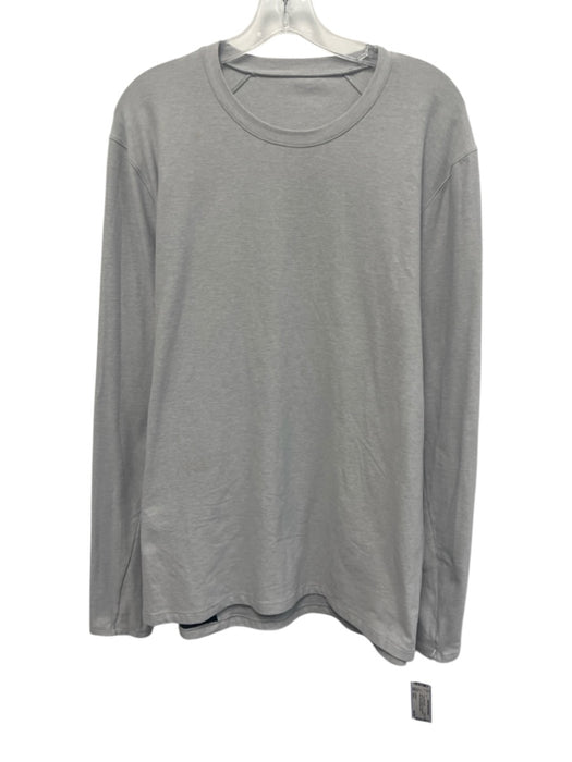 Lululemon Size Est L Light Gray Synthetic Solid Athletic Men's Long Sleeve Shirt Light Gray / Est L