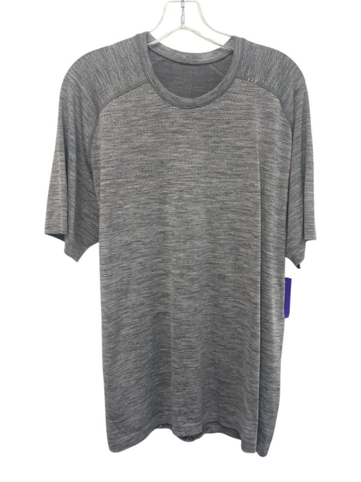 Lululemon Size Est L Gray Synthetic Heathered Athletic T Shirt Short Sleeve Gray / Est L