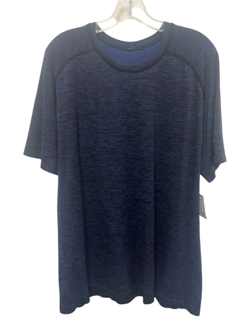 Lululemon Size Est L Navy & Blue Synthetic Heathered Athletic Men's Short Sleeve Navy & Blue / Est L