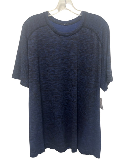 Lululemon Size Est L Navy & Blue Synthetic Heathered Athletic Men's Short Sleeve Navy & Blue / Est L