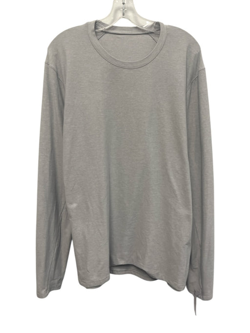 Lululemon Size Est L Light Gray Synthetic Heathered Athletic Long Sleeve Shirt Light Gray / Est L