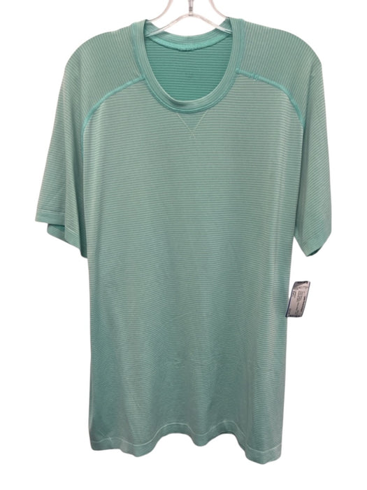Lululemon Size Est L Green Synthetic Striped Athletic T Shirt Men's Short Sleeve Green / Est L