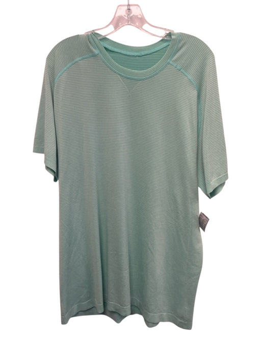 Lululemon Size Est L Green Synthetic Striped Athletic T Shirt Men's Short Sleeve Green / Est L