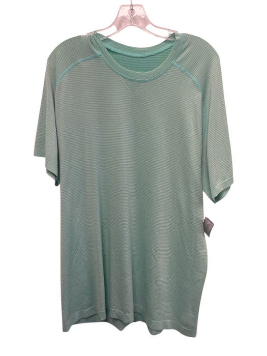 Lululemon Size Est L Green Synthetic Striped Athletic T Shirt Men's Short Sleeve Green / Est L