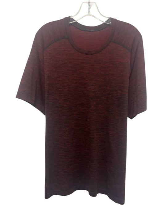 Lululemon Size Est L Red & Black Synthetic Heathered Athletic Men's Short Sleeve Red & Black / Est L