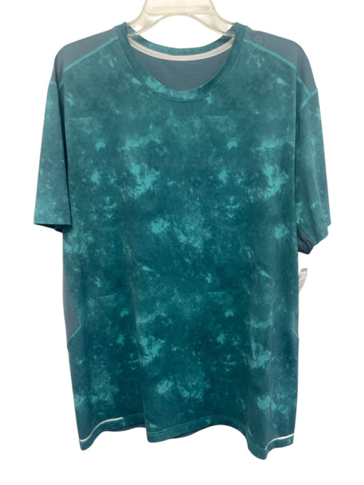 Lululemon Size Est L Blue Synthetic Tye Dye Athletic T Shirt Men's Short Sleeve Blue / Est L