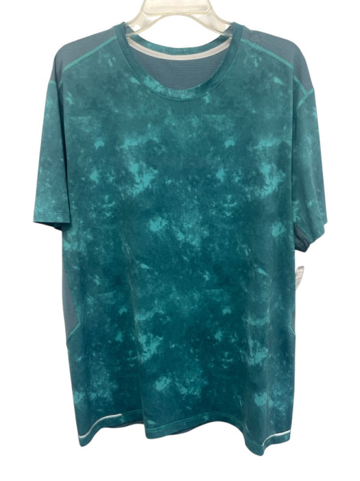 Lululemon Size Est L Blue Synthetic Tye Dye Athletic T Shirt Men's Short Sleeve Blue / Est L