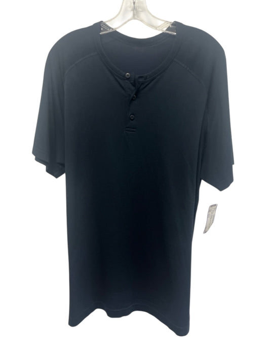 Lululemon Size Est L Navy Synthetic Solid Athletic Henley Men's Short Sleeve Navy / Est L