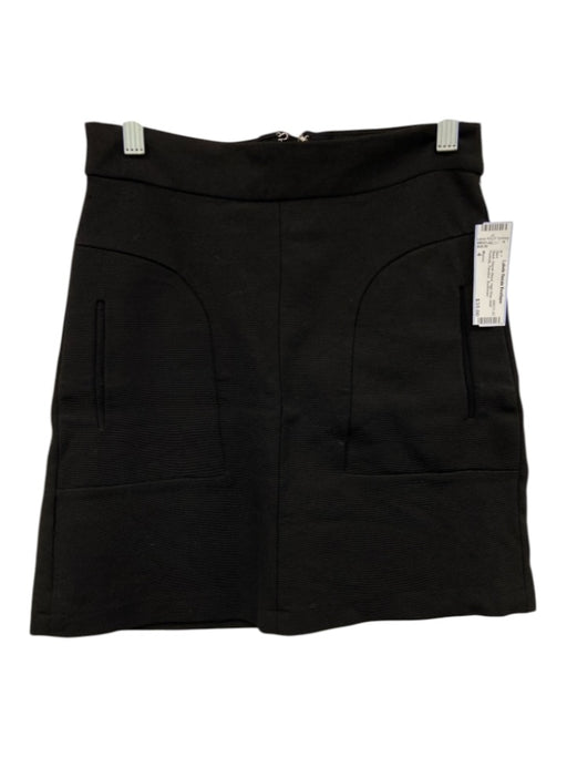 Maeve Size 4 Black Rayon Blend High Rise Welt Pockets Paneled Skirt Black / 4