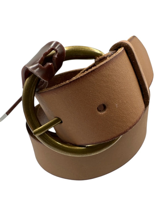Frye Light Brown Leather Circle Buckle Logo Belts Light Brown / Large