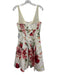 Karen Millen Size 8 Red, Green, White Cotton Blend Sleeveless Floral Mesh Dress Red, Green, White / 8