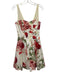 Karen Millen Size 8 Red, Green, White Cotton Blend Sleeveless Floral Mesh Dress Red, Green, White / 8