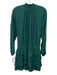 Ramy Brook Size Medium Green Polyester Long Sleeve Elastic Waist Tiered Dress Green / Medium