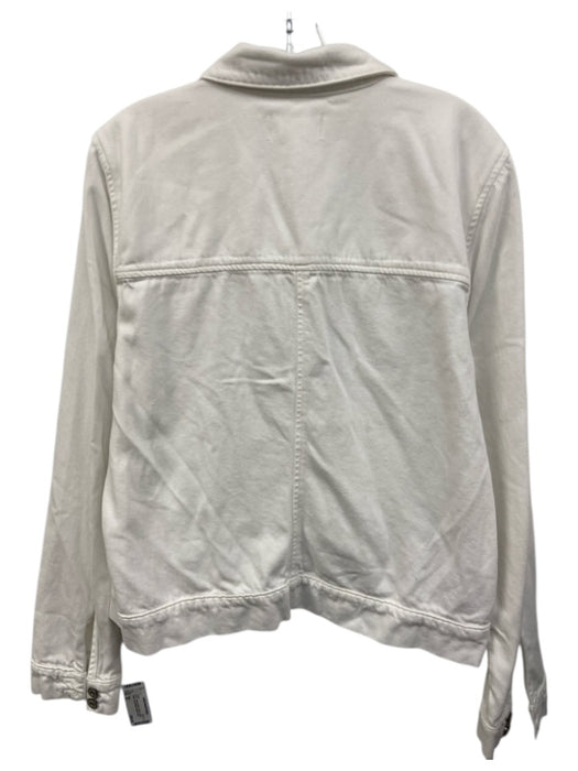 Paige Size XL White Cotton Denim Long Sleeve Button Front Pockets Jacket White / XL