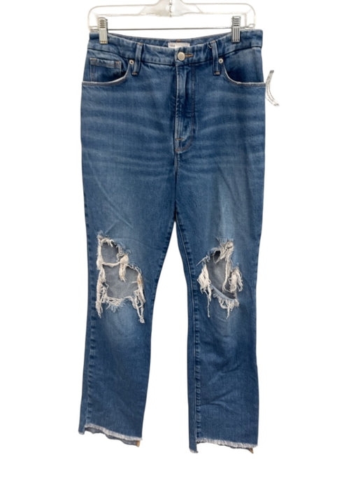 Good American Size 6/28 Medium Wash Cotton Denim High Rise Whiskering Jeans Medium Wash / 6/28