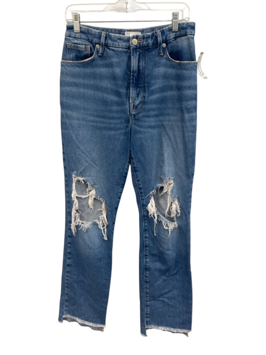 Good American Size 6/28 Medium Wash Cotton Denim High Rise Whiskering Jeans Medium Wash / 6/28