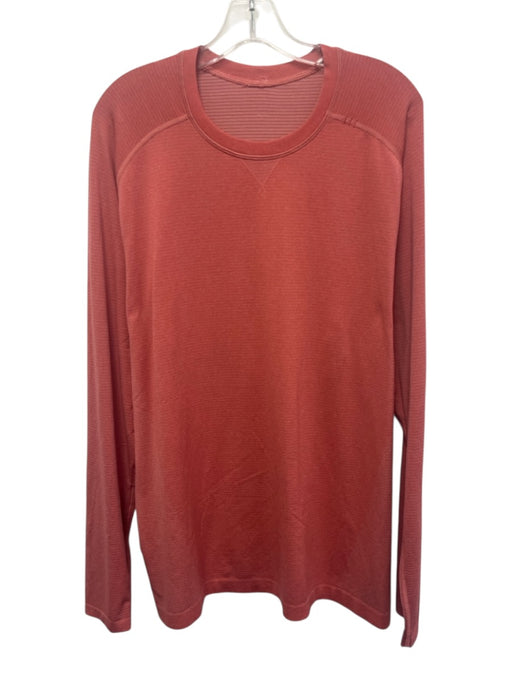 Lululemon Size Est L Red Synthetic Solid Athletic T Shirt Long Sleeve Shirt Red / Est L