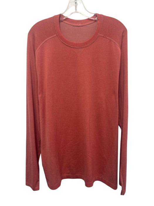 Lululemon Size Est L Red Synthetic Solid Athletic T Shirt Long Sleeve Shirt Red / Est L