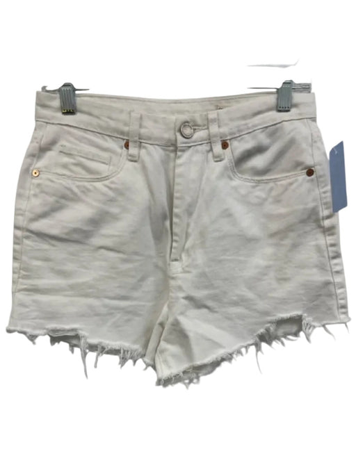BlankNYC Size 28 White Cotton Denim High Rise Raw Hem Pockets Shorts White / 28