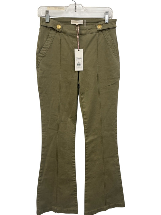 Love Shack Fancy Size 4 Olive Green Cotton Denim High Rise Pin Tuck Design Jeans Olive Green / 4