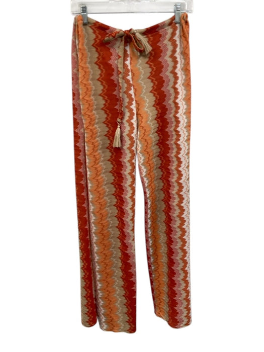 Becca Size Large Orange, Beige, White Polyester Drawstring Waist Wide Leg Pants Orange, Beige, White / Large