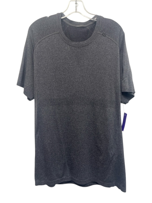 Lululemon Size Est L Dark Gray Synthetic Heathered Athletic T Shirt Short Sleeve Dark Gray / Est L