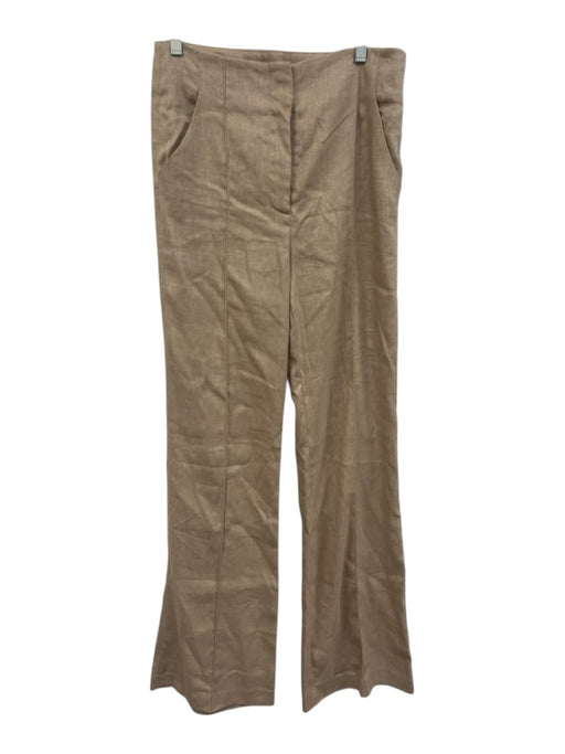 Veronica Beard Size 8 Beige Linen Blend High Rise Pintuck Pockets Flare Pants Beige / 8