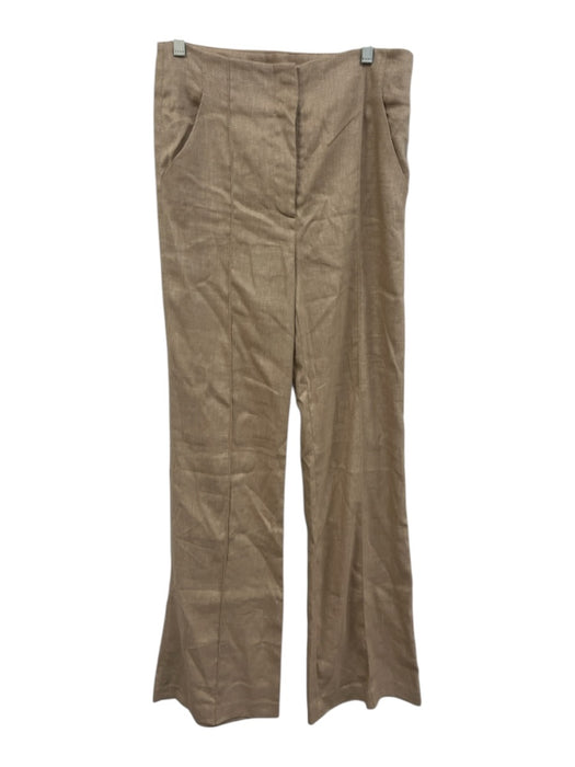Veronica Beard Size 8 Beige Linen Blend High Rise Pintuck Pockets Flare Pants Beige / 8