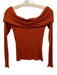 Babaton Size Small Orange Viscose Blend Long Sleeve Ribbed Off Shoulder Top Orange / Small