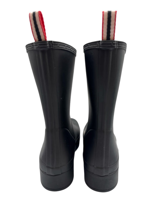 Hunter Shoe Size 11 Black Rubber Pull Tabs Logo Round Toe Mid Calf Rainboots Black / 11
