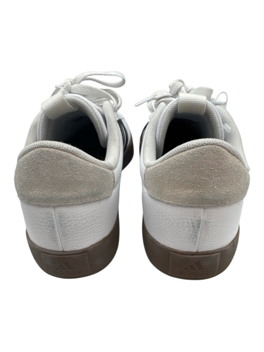 Adidas Shoe Size 11 White, Black, Beige Leather Upper Lace Up Striped Sneakers White, Black, Beige / 11