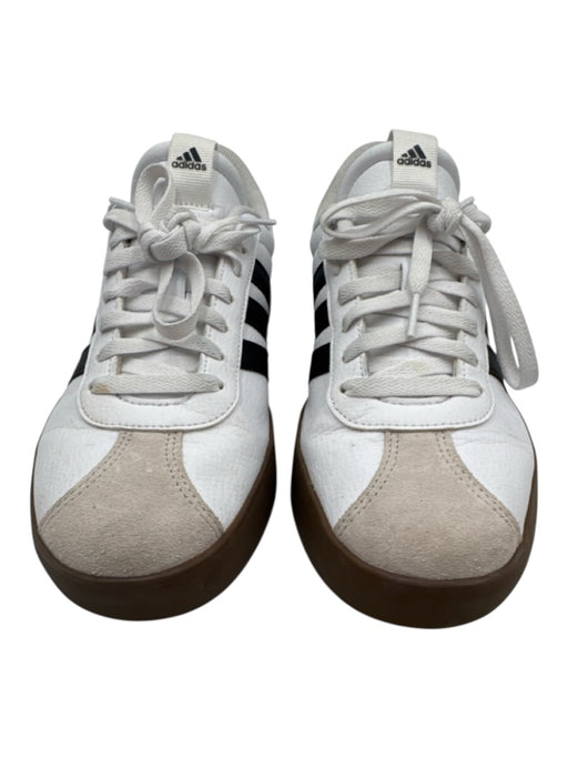 Adidas Shoe Size 11 White, Black, Beige Leather Upper Lace Up Striped Sneakers White, Black, Beige / 11