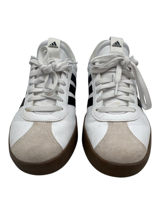 Adidas Shoe Size 11 White, Black, Beige Leather Upper Lace Up Striped Sneakers White, Black, Beige / 11