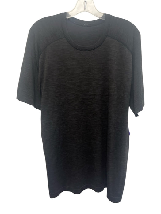 Lululemon Size Est L Black Synthetic Heathered Athletic T Shirt Short Sleeve Black / Est L