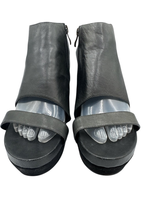 Antelope Shoe Size 41 Black Leather Upper open toe toe strap Side Zip Wedges Black / 41