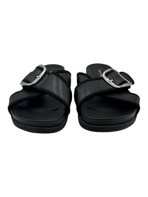 Marc Fisher Shoe Size 11 Black Leather Upper open toe Criss Cross Buckle Sandals Black / 11