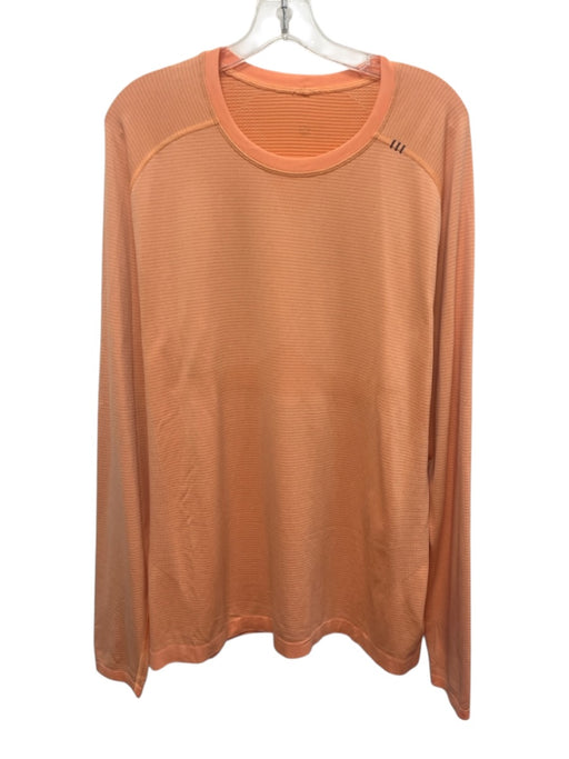 Lululemon Size Est L Orange Synthetic Striped Athletic T Shirt Long Sleeve Shirt Orange / Est L