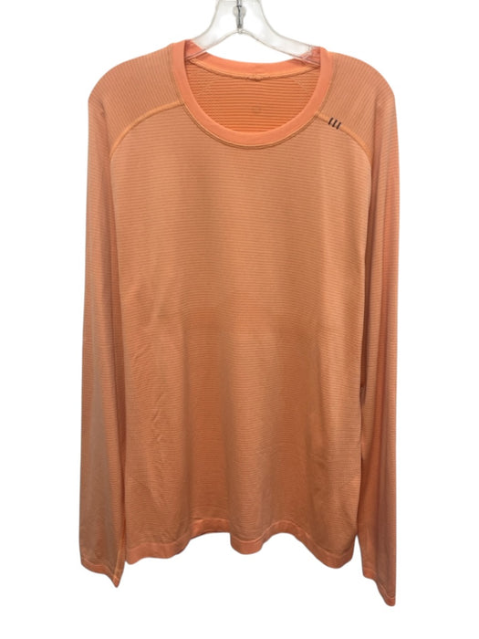 Lululemon Size Est L Orange Synthetic Striped Athletic T Shirt Long Sleeve Shirt Orange / Est L
