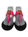 Gucci Shoe Size 39 Black & Pink Leather Loop T Toe Flat Sandals Black & Pink / 39