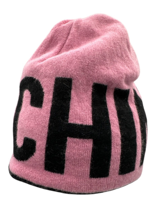 Moschino Pink & Black Wool Blend Loop Beanie Hat Pink & Black / One Size