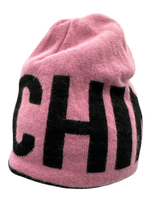 Moschino Pink & Black Wool Blend Loop Beanie Hat Pink & Black / One Size
