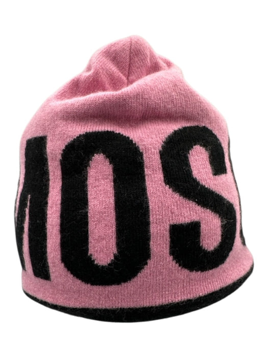Moschino Pink & Black Wool Blend Loop Beanie Hat Pink & Black / One Size