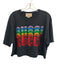 Gucci Size M Black & Multi Cotton Sequin Short Sleeve Rainbow Cropped Top Black & Multi / M