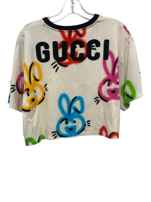 Gucci Size S White, Black & Multi Cotton Short Sleeve Spray Paint Bunny Top White, Black & Multi / S