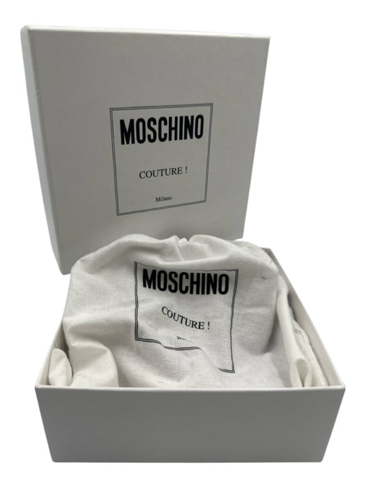 Moschino Black Leather Gold Tone Buckle Logo Shiny Belts Black / 42
